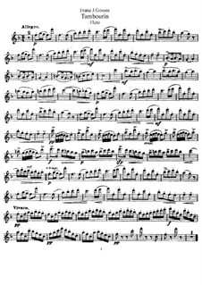 Тамбурин фа мажор: Для флейты и фортепиано – партия флейты by Франсуа Жозеф Госсек