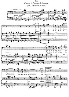 Пертская красавица: Quand la flamme de l'amour, for voice and piano by Жорж Бизе