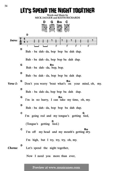 Let's Spend the Night Together (The Rolling Stones): Текст, аккорды by Keith Richards, Mick Jagger