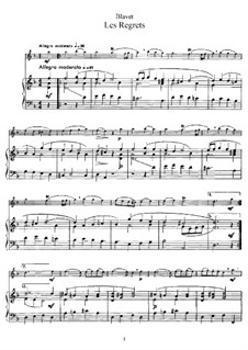 Les Regrets for Flute and Piano: Партитура by Мишель Блаве