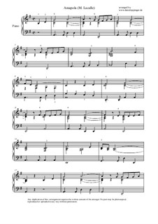Amapola (Pretty Little Poppy): For piano by Joseph M. Lacalle