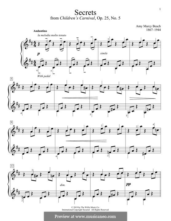 Secrets, Op.25 No.5: Для фортепиано by Эми Мэрси Бич