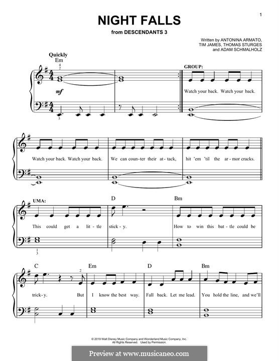 Night Falls (from Disney's Descendants 3): Для фортепиано by Adam Schmalholz, Antonina Armato, Thomas Armato Sturges, Timothy James