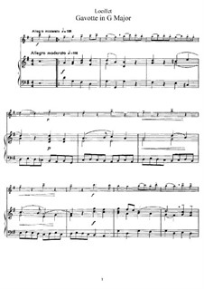 Гавот соль мажор: Для флейты и фортепиано by Жан-Батист Лойе де Гент