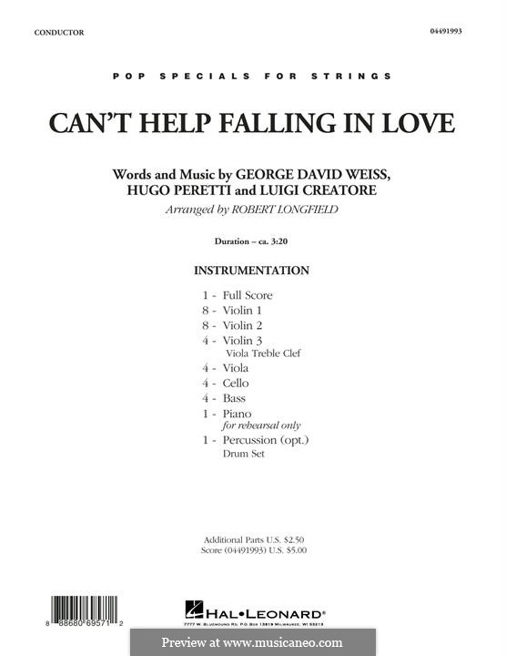 Can't Help Falling in Love: Full score (arr. Robert Longfield) by George David Weiss, Hugo Peretti, Luigi Creatore