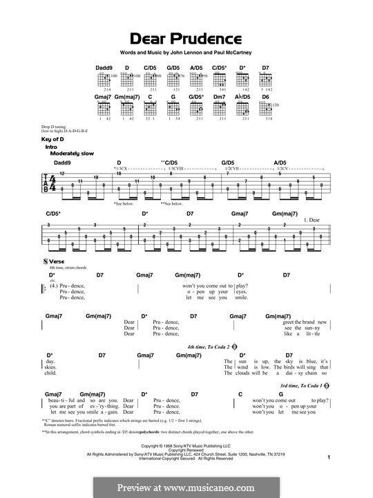 Dear Prudence (The Beatles): Для гитары by John Lennon, Paul McCartney