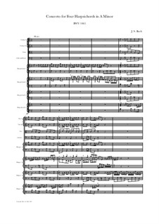 Концерт для четырёх клавесинов и струнных ля минор, BWV 1065: Score, parts by Иоганн Себастьян Бах