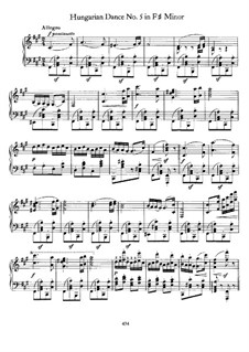Танец No.5 фа-диез минор: Для фортепиано by Иоганнес Брамс