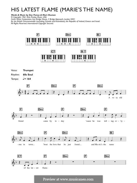 (Marie's the Name) His Latest Flame (Elvis Presley): Для фортепиано by Doc Pomus, Mort Shuman