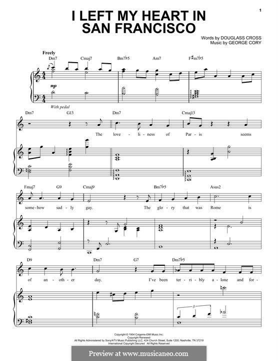 I Left My Heart in San Francisco: Для голоса и фортепиано (или гитары) by George Cory