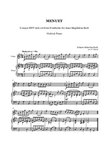No.4 Менуэт соль мажор, BWV Anh.114: Для скрипки и фортепиано by Иоганн Себастьян Бах