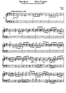 Две фуги, Op.41: Для фортепиано by Анатолий Лядов