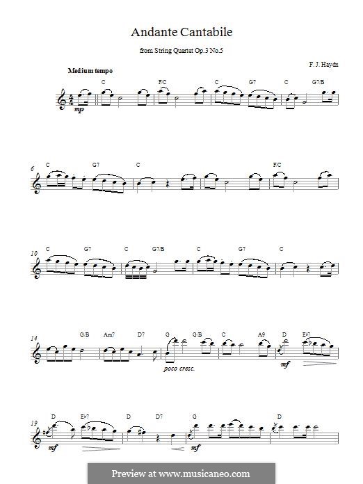 Струнный квартет фа мажор, Hob.III/17 Op.3 No.5: Movement II. Version for guitar by Йозеф Гайдн