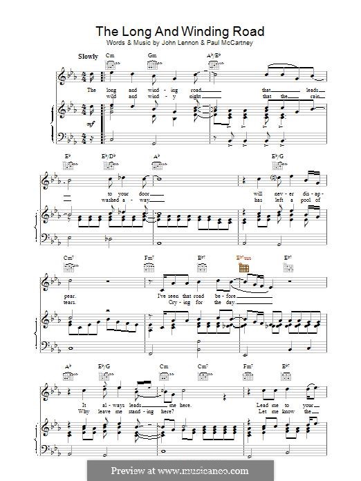 The Long and Winding Road (The Beatles): Для голоса и фортепиано (или гитары) by John Lennon, Paul McCartney