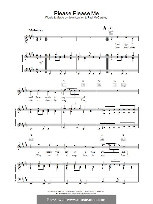 Please Please Me (The Beatles): Для голоса и фортепиано (или гитары) by John Lennon, Paul McCartney