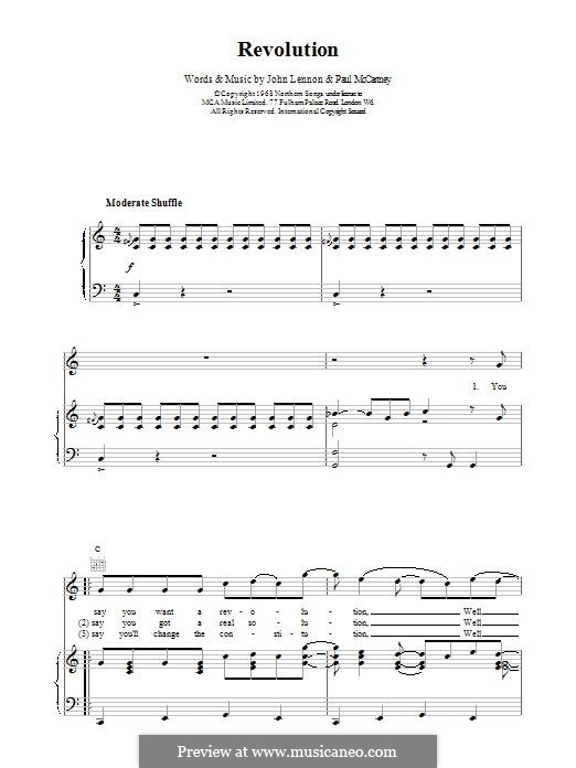 Revolution (The Beatles): Для голоса и фортепиано (или гитары) by John Lennon, Paul McCartney