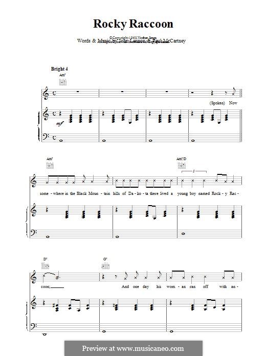 Rocky Raccoon (The Beatles): Для голоса и фортепиано (или гитары) by John Lennon, Paul McCartney