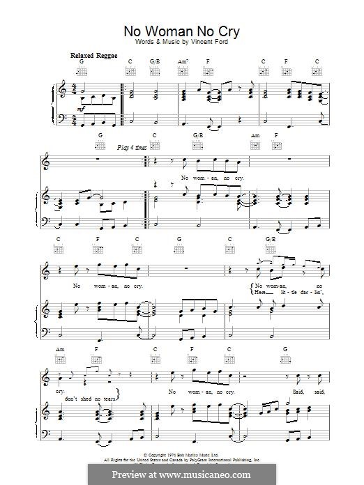 No Woman No Cry (Bob Marley): Для голоса и фортепиано (или гитары) by Vincent Ford