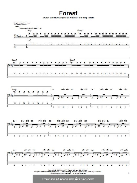 Forest (System of a Down): Для бас-гитары с табулатурой by Daron Malakian, Serj Tankian