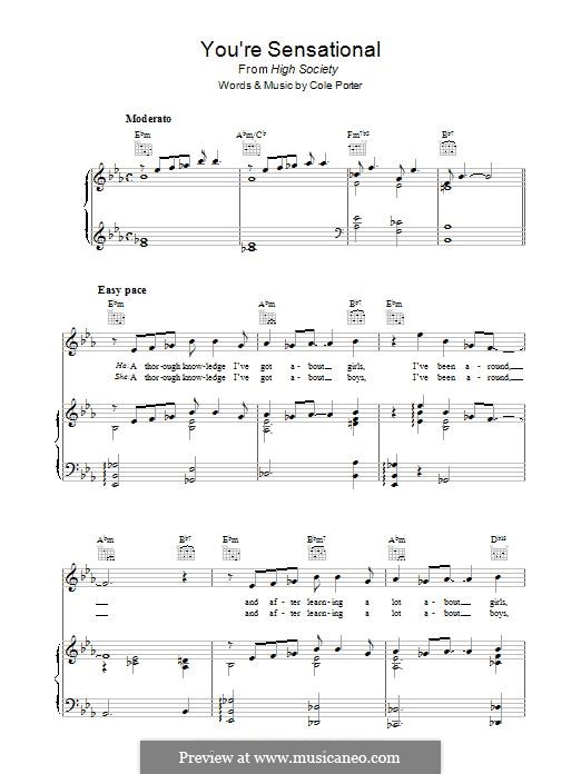 You're Sensational (Frank Sinatra): Для голоса и фортепиано (или гитары) by Кол Портер