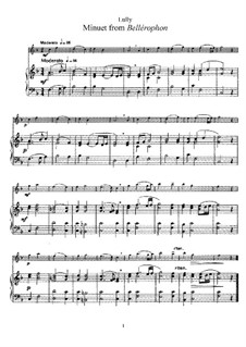 Беллерофонт, LWV 57: Менуэт, для флейты и фортепиано by Жан-Батист Люлли