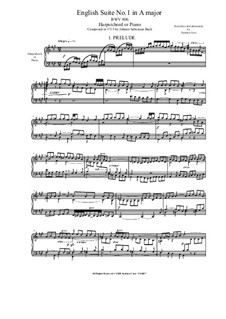 Сюита No.1 ля мажор, BWV 806: Для клавесина (или фортепиано) by Иоганн Себастьян Бах