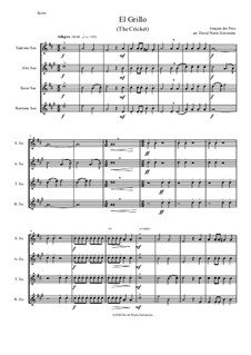 El Grillo (The Cricket): With decorations - for saxophone quartet by Жоскен де Пре