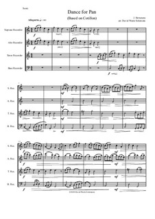 Dance for Pan (based on Cotillon): For recorder quartet by Jean Hotteterre