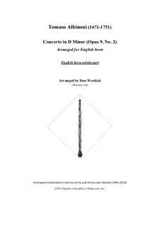 Concerto No.2 in d minor: For english horn and string orchestra – english horn part by Томазо Альбинони