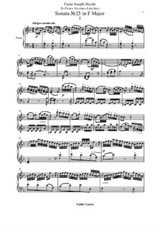 Соната для фортепиано No.38 фа мажор, Hob.XVI/23: Часть I by Йозеф Гайдн