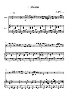 10 Easy Classical Pieces for Cello and Piano Vol.2: Habanera by Иоганн Себастьян Бах, Генри Пёрсел, Жорж Бизе, Людвиг ван Бетховен, Эдвард Григ, Александр Бородин, Петр Чайковский, Франц Ксавьер Грубер