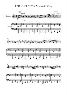 10 Easy Classical Pieces for Trumpet and Piano Vol.2: In The Hall Of The Mountain King by Иоганн Себастьян Бах, Генри Пёрсел, Жорж Бизе, Людвиг ван Бетховен, Эдвард Григ, Александр Бородин, Петр Чайковский, Франц Ксавьер Грубер