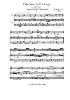 Соната для скрипки и фортепиано No.36 фа мажор, K.547: Партитура, сольная партия by Вольфганг Амадей Моцарт