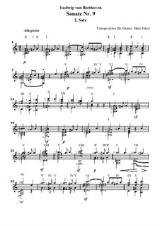 Соната для фортепиано No.9, Op.14 No.1: Teil 2, für Gitarre by Людвиг ван Бетховен