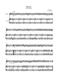 10 Easy Classical Pieces for Trumpet and Piano Vol.2: Minuet (In G Major) by Иоганн Себастьян Бах, Генри Пёрсел, Жорж Бизе, Людвиг ван Бетховен, Эдвард Григ, Александр Бородин, Петр Чайковский, Франц Ксавьер Грубер