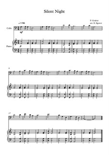 10 Easy Classical Pieces for Cello and Piano Vol.2: Silent Night by Иоганн Себастьян Бах, Генри Пёрсел, Жорж Бизе, Людвиг ван Бетховен, Эдвард Григ, Александр Бородин, Петр Чайковский, Франц Ксавьер Грубер
