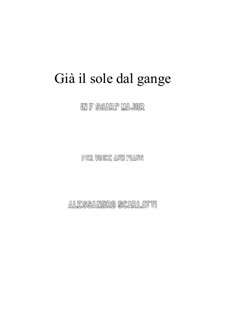 Gia' il sole dal Gange: F sharp Major by Алессандро Скарлатти