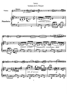 Соната для скрипки и фортепиано соль мажор: Партитура by Джузеппе Тартини