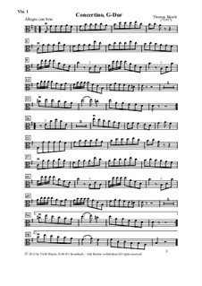 Concertino, G-Dur, für 3 Bratschen und B.c.: Viola I (Violine I) by Thomas Bäurle