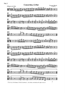 Concertino, G-Dur, für 3 Bratschen und B.c.: Viola II (Violine II) by Thomas Bäurle