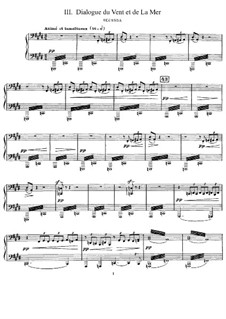 Море, L.109: No.3 Диалог ветра и моря, для фортепиано в четыре руки by Клод Дебюсси