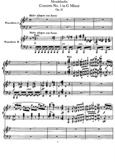 Концерт для фортепиано с оркестром No.1 соль минор, Op.25: Версия для двух фортепиано в 4 руки by Феликс Мендельсон-Бартольди