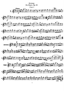 Шесть дуэтов для двух флейт, Op.82: Партия I флейты by Франсуа Девьен