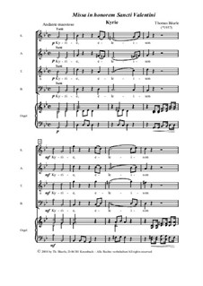 Missa in honorem Sancti Valentini für Chor, Soli und Orchester: Chor, Soli und Orgel by Thomas Bäurle