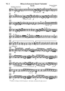 Missa in honorem Sancti Valentini für Chor, Soli und Orchester: Violine I by Thomas Bäurle