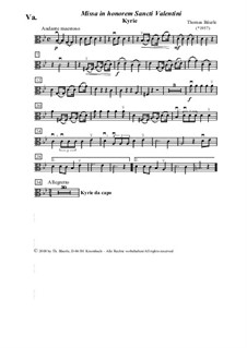 Missa in honorem Sancti Valentini für Chor, Soli und Orchester: Viola by Thomas Bäurle