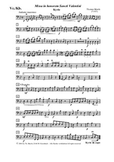 Missa in honorem Sancti Valentini für Chor, Soli und Orchester: Cello und Kontrabass by Thomas Bäurle
