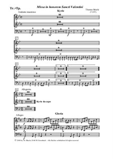 Missa in honorem Sancti Valentini für Chor, Soli und Orchester: Trompeten in C und Pauken by Thomas Bäurle