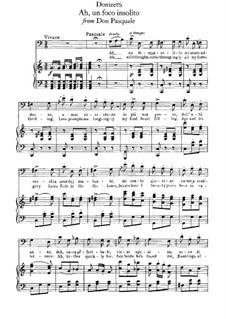 Дон Паскуале: Ah, un foco insolito, for voice and piano by Гаэтано Доницетти