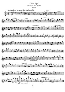 Good-Bye: Для флейты и фортепиано – партия флейты by Франческо Паоло Тости